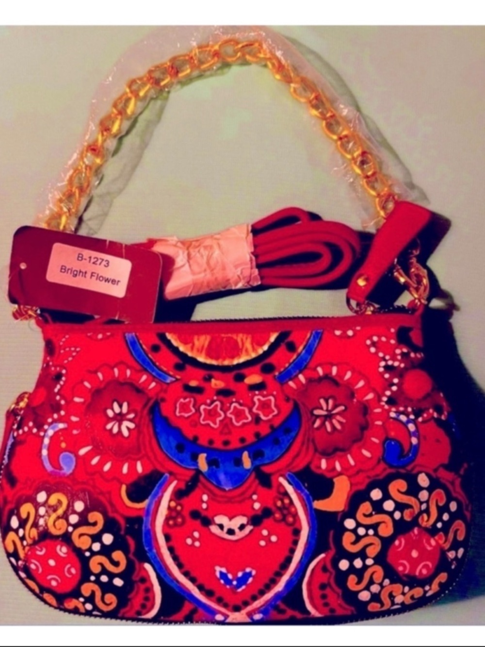NEW WITH TAGS DESIGNER SHARIF COLORFUL GENUINE LEATHER BEADED CROSSBODY BAG
